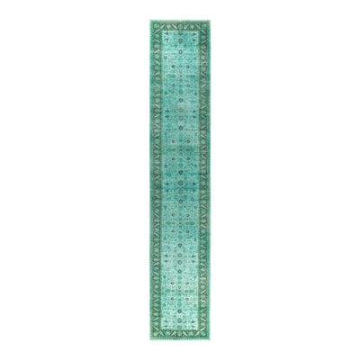 Contemporary Overdyed Wool Hand Knotted Runner - 2' 8" x 14' 4"