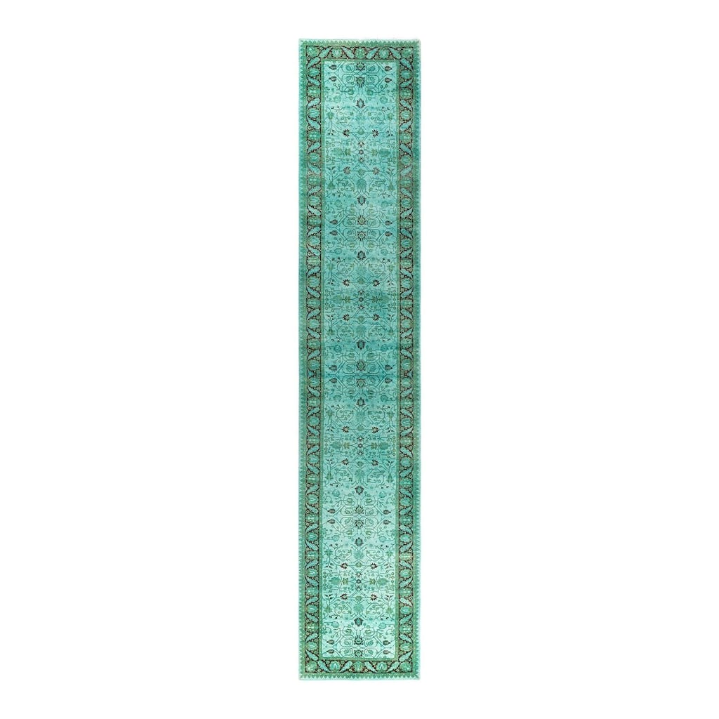 Contemporary Overdyed Wool Hand Knotted Runner - 2' 8" x 14' 4"