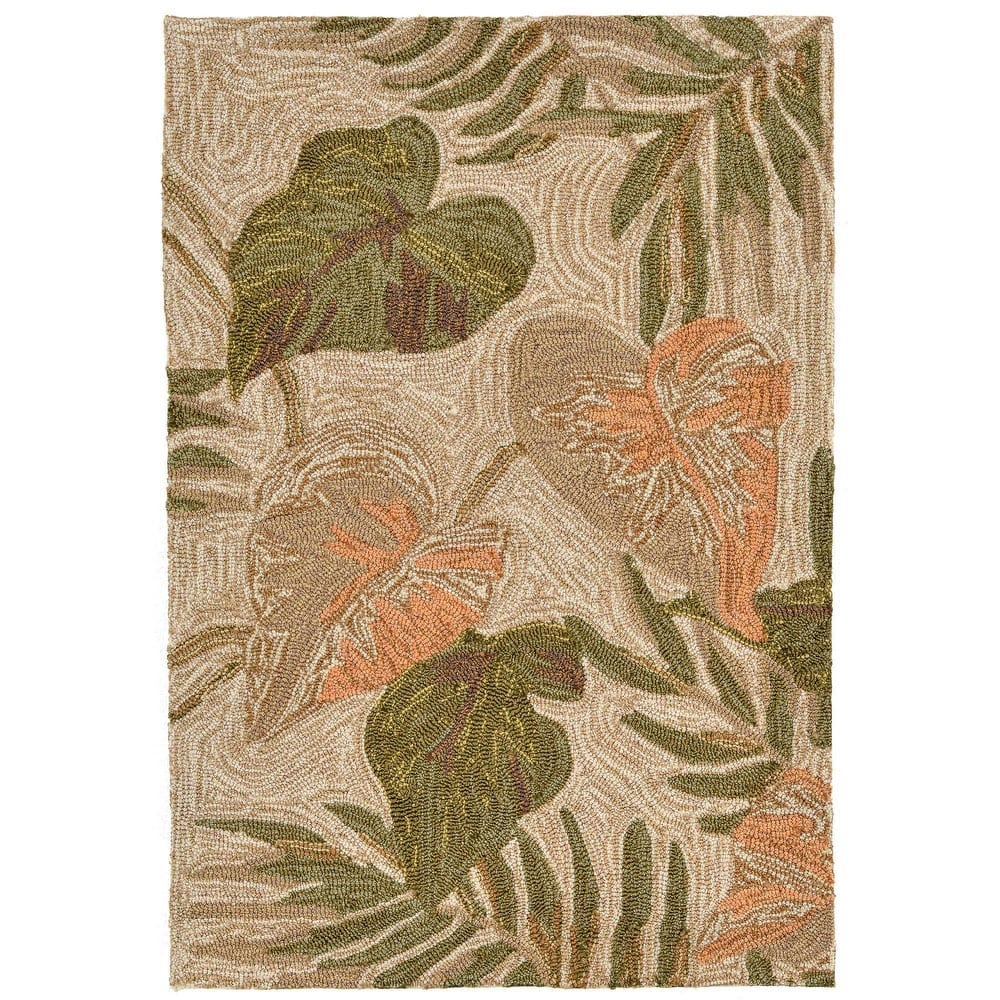 Liora Manne Ravella Tropical Leaf Indoor/Outdoor Rug Neutral