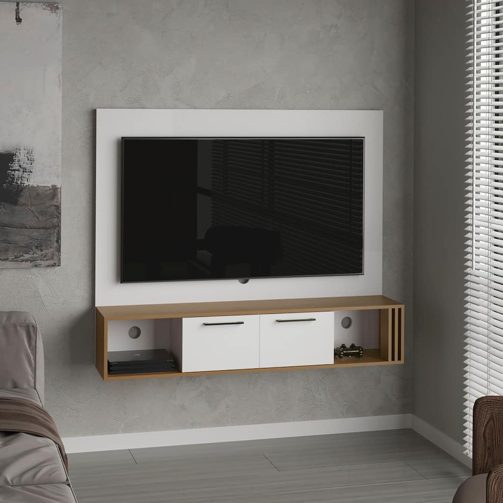 Modern Finish Entertainment Center, 2 Doors, 4 Shelves with durable materials,Easy Assembly
