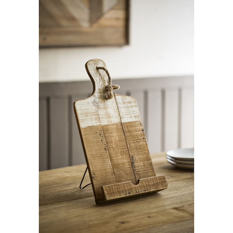 Distressed White Dipped Wood Tablet Holder