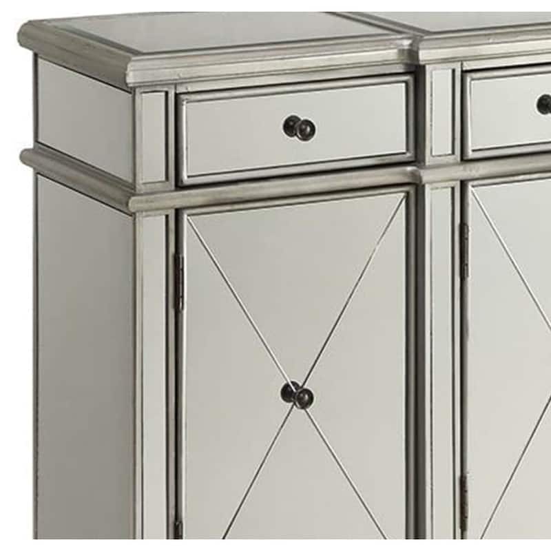 Battista Silver Mirrored Wine Cabinet