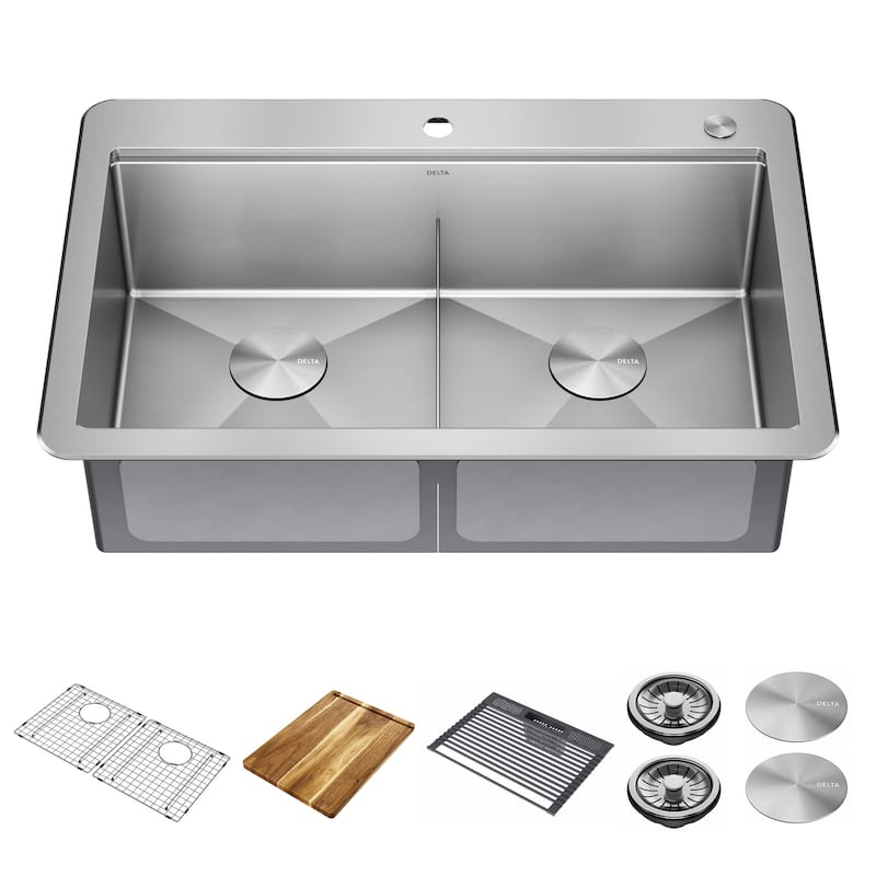 Delta 95A9032-T33D Lorelai 33” Workstation Kitchen Sink Top Mount - Stainless Steel