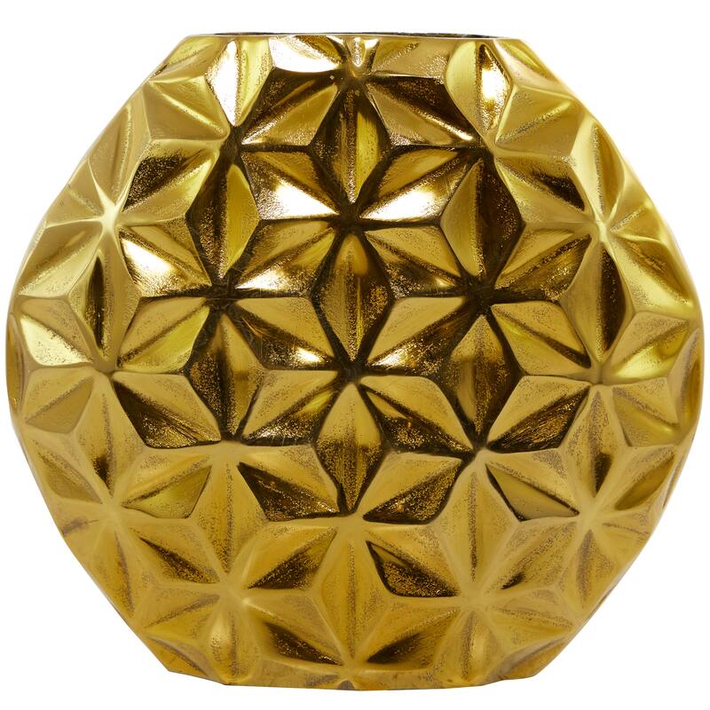 CosmoLiving by Cosmopolitan Aluminum Metal Faceted Geometric Vase - Black, Silver, Gold