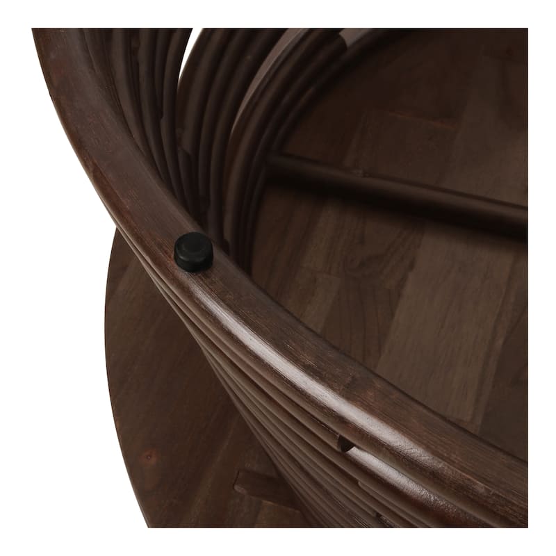 NPD Furniture Zeke Rattan Round Coffee or Side Table with Solid Wood Top