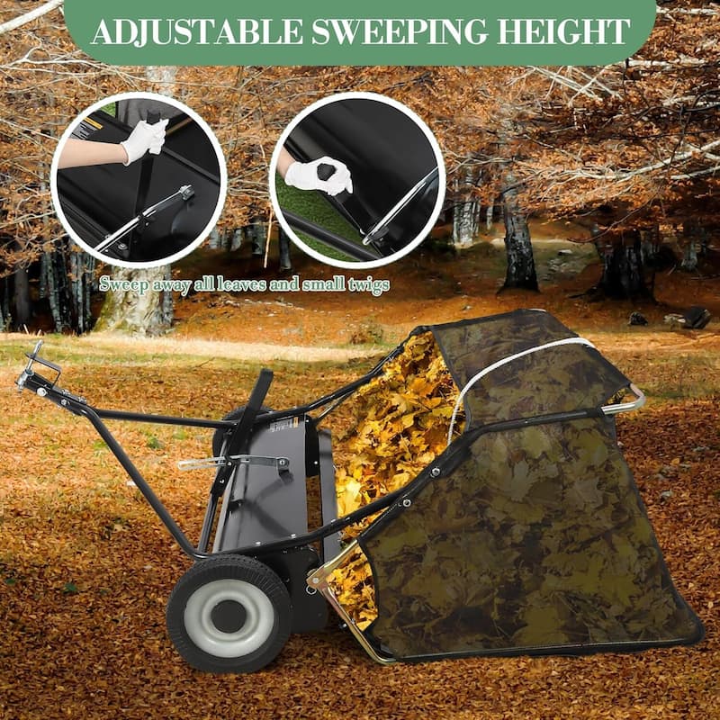 48" Tow-Behind Lawn Sweeper, Leaf & Grass Collector for Lawn Tractor ATV UTV - 48 inch