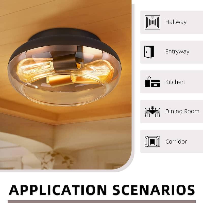 Ceiling Light Flush Mount Light Fixture with Clear Glass