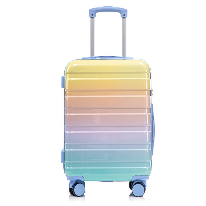 14In 20In 2 pcs in PC Spinner Wheel Luggage, Carry on Suitcase, With Gradient Color and Combination Lock
