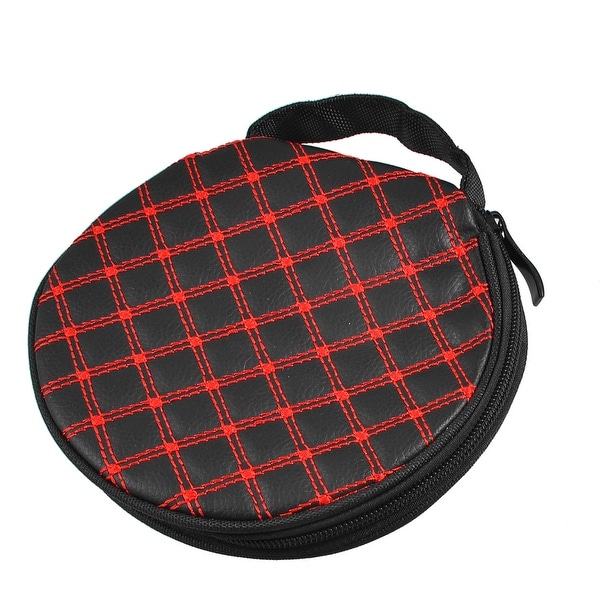 Red Black 20 Pcs Capacity CD DVD Holder Zipped Round Bag Storage Case