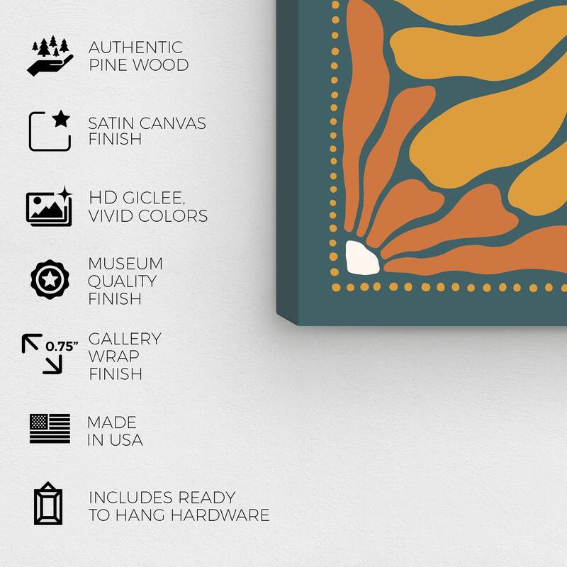 Wynwood Studio Canvas Abstract Felt Sun Petals Gold and Ochre Modern & Contemporary Wall Art Canvas Print