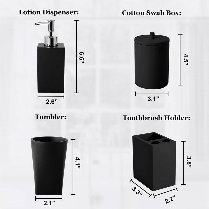5Pcs Resin Pink Bathroom Sets - Black
