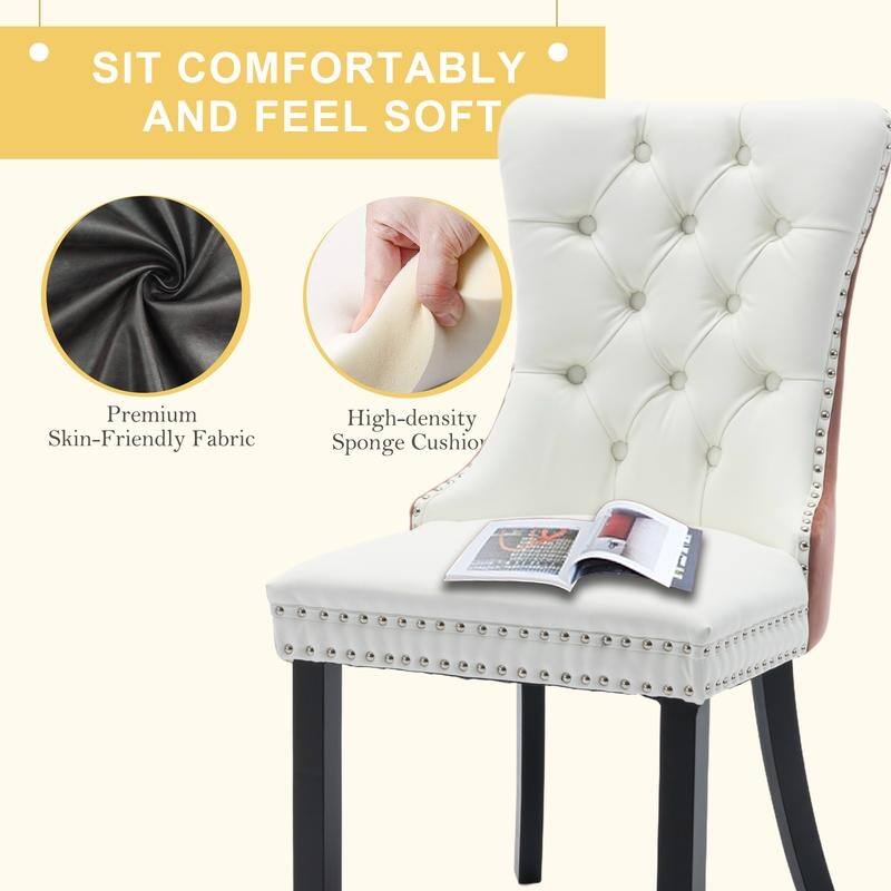 Modern Tufted Velvet Upholstered Nailhead Dining Chair Set of 6