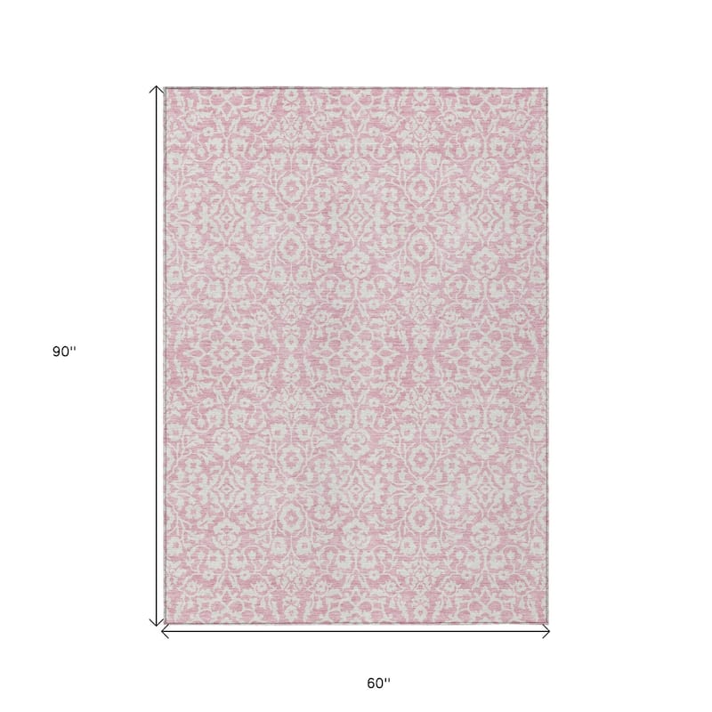 HomeRoots Damask Traditional Rectangle Outdoor Rug