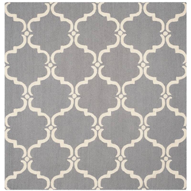 SAFAVIEH Handmade Cambridge Aygun Modern Wool Rug - 8' Square - Dark Grey/Ivory