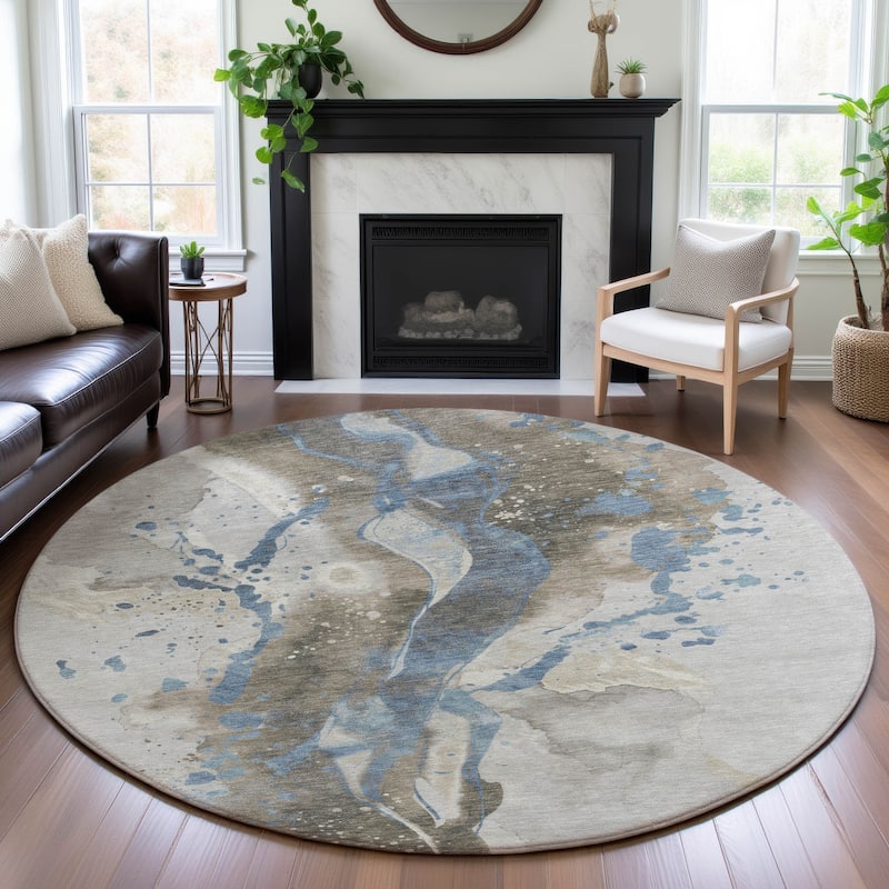 Premium Washable Super Soft Abstract Glam Mayfield Rug - Taupe - 8' x 8'