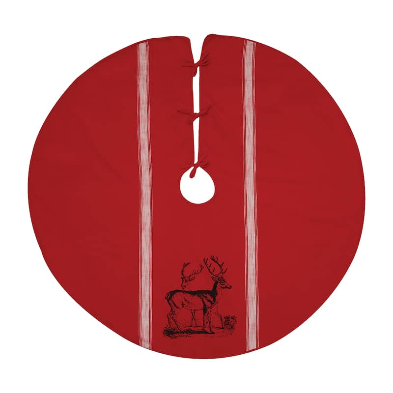 Stag Feed Sack Rustic Christmas Tree Skirt - 54" x 54"