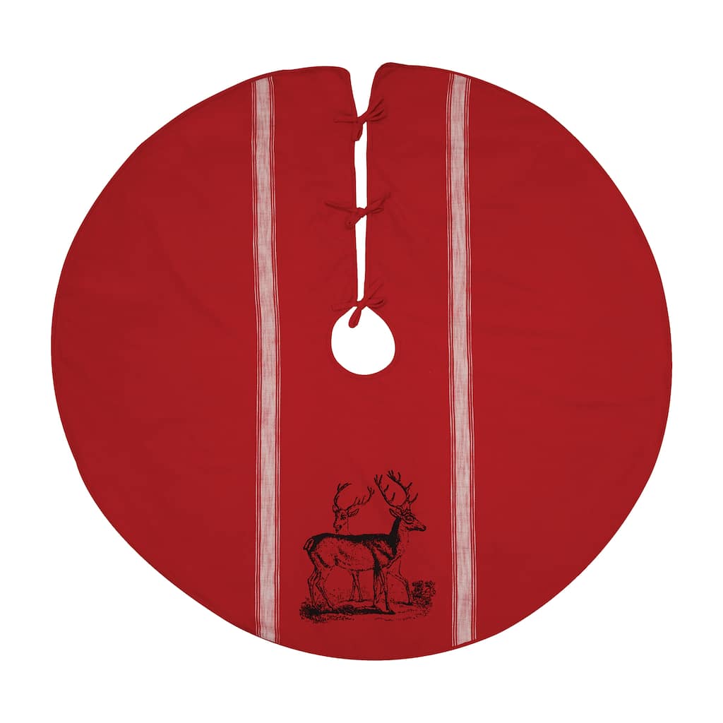 Stag Feed Sack Rustic Christmas Tree Skirt - 54" x 54"