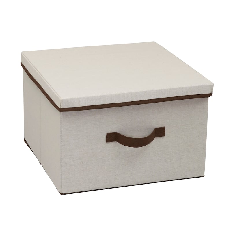 Household Essentials Storage Box With Lid With Sturdy Sides - Natural with Trim