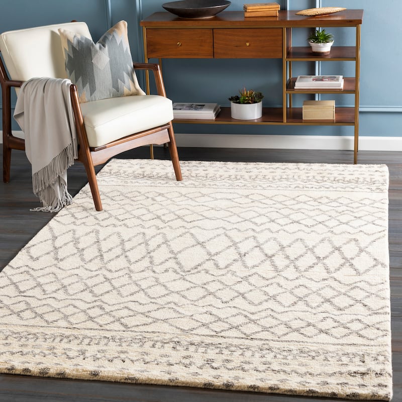 Haywood Handmade Wool Moroccan Area Rug - 2' x 3' - Cream