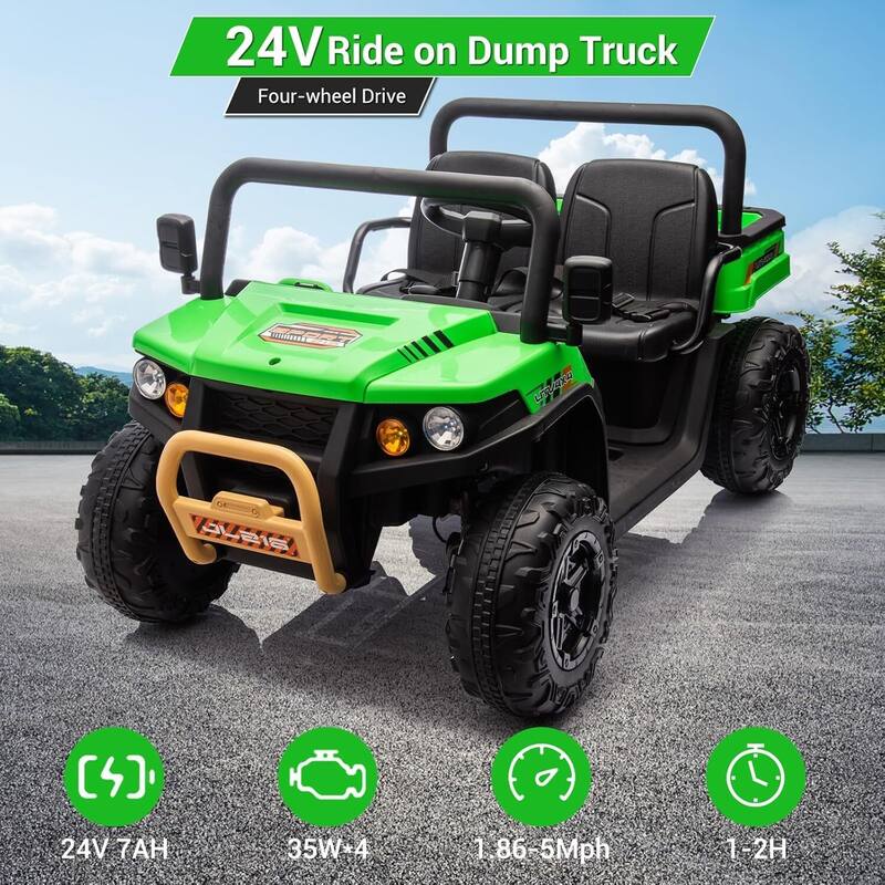 24V 2 Seater Ride On Dump Truck UTV Toy for Kids Best Gifts