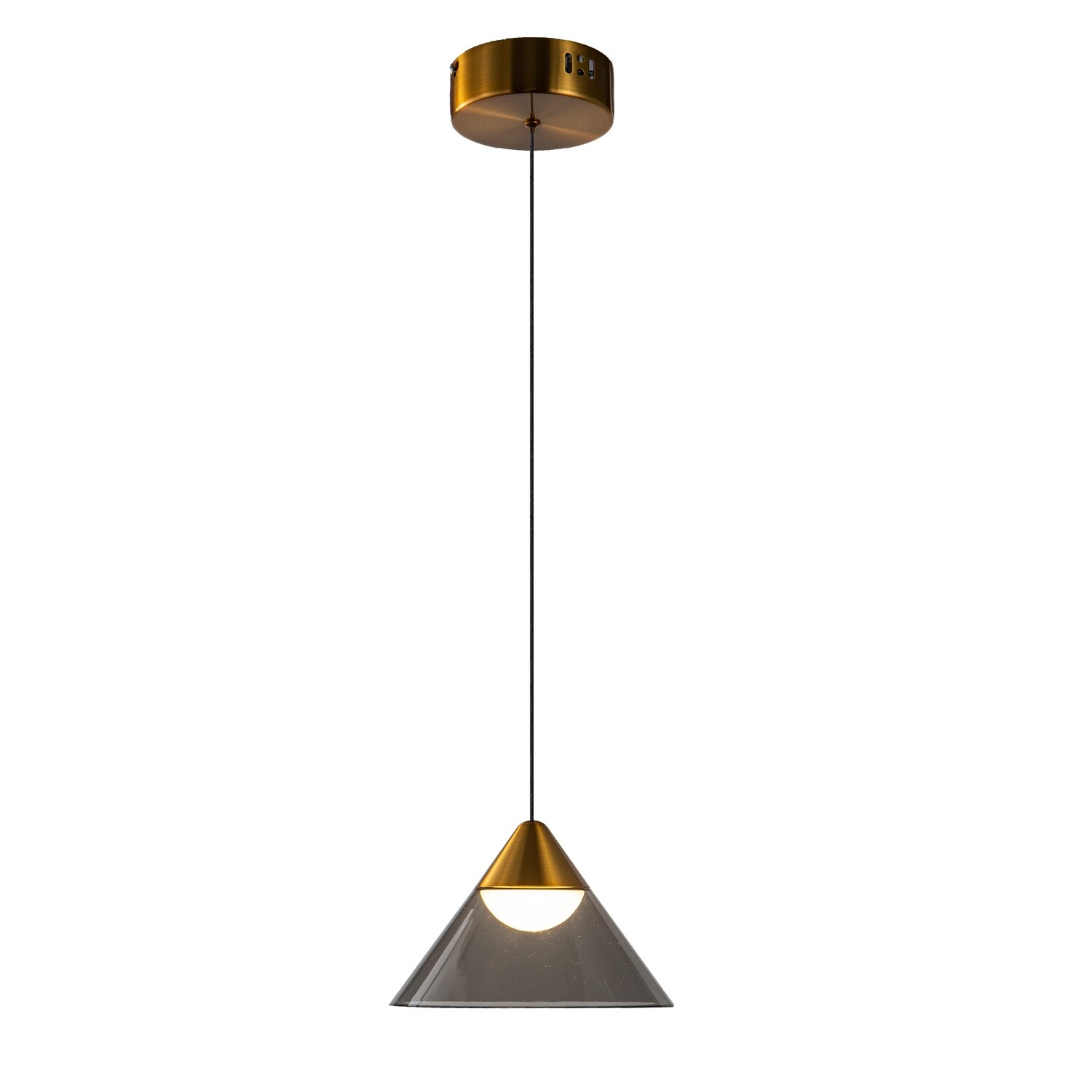 Antique Gold Pendant Light - Adjustable Cord, Metal Frame, 3000K Warm White - Kitchen Island Lighting - 9.5