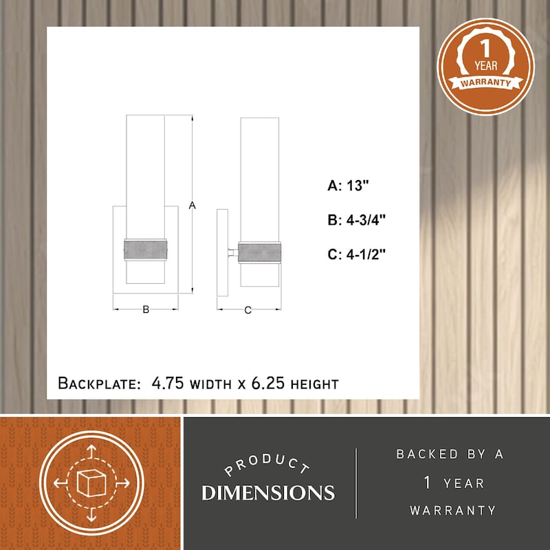 Bari 1 Light Contemporary Wall Sconce with Clear Cylinder Glass