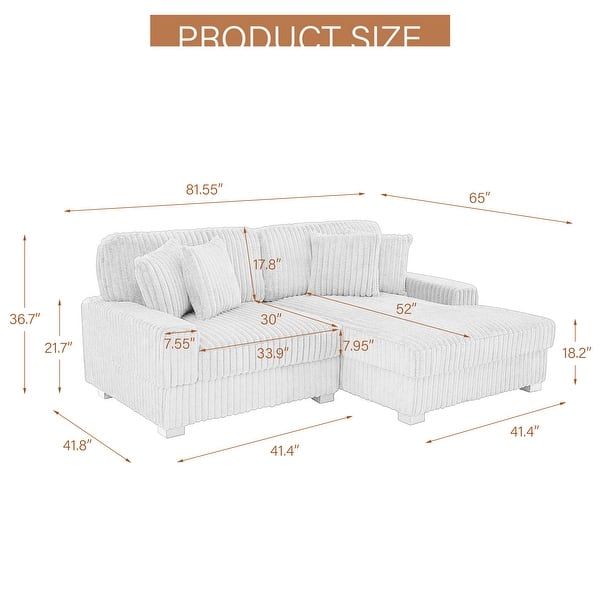 dimension image slide 2 of 5, 118.4"W Plush Modular Sectional Sofa with Pillows