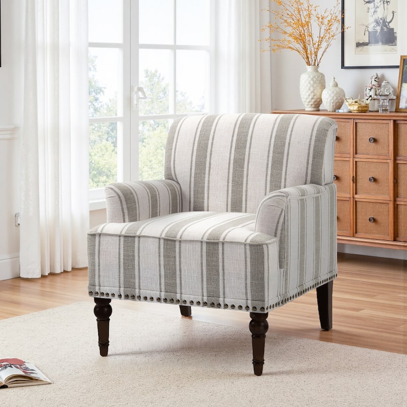 Modern Striped Accent Chairs with Arms - Brown Stripe