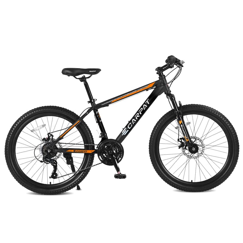 26 Inch Mountain Bike, Shimano 21 Speeds with Mechanical Disc Brakes, High-Carbon Steel Frame, Suspension MTB Bikes