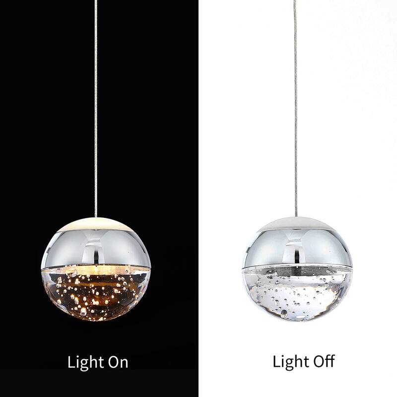 1-Light/3-Lights Globe LED Pendant Light with Bubble Crystal Ball