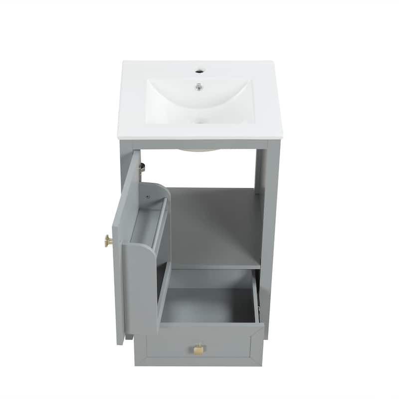 20" Bathroom Vanity with Sink, Bathroom Cabinet with Soft Closing Door, Storage Rack and A Drawer