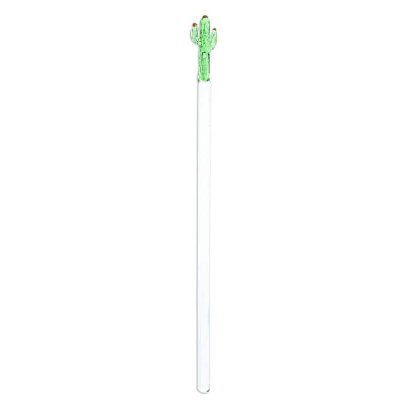 Novica Handmade Celebration Cactus Recycled Glass Cocktail Stirrer