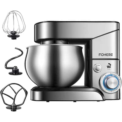 Stand Mixer , 6-Speed Stainless Steel Mixer with Dough Hook, Mixing Beater, Wire Whip, Dishwasher-safe
