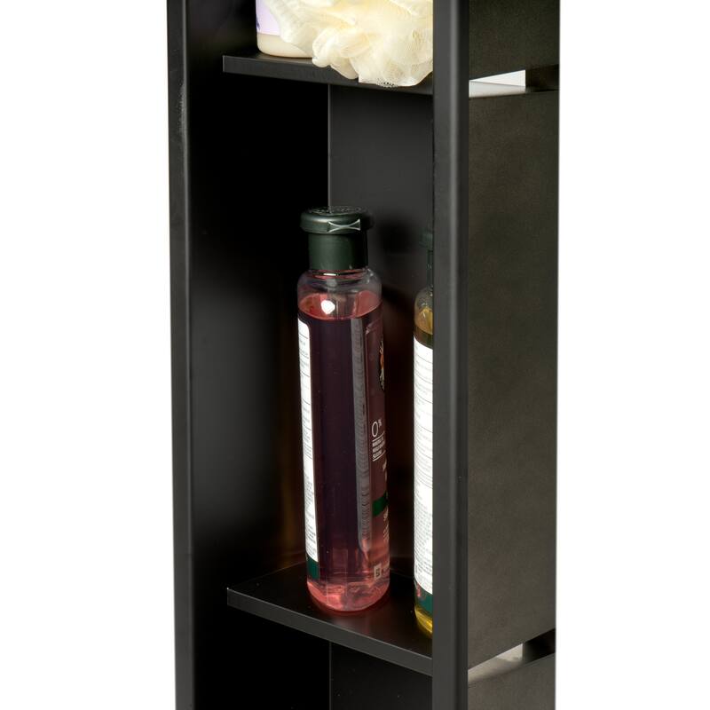 ALFI brand 8" x 36" Black Matte Stainless Steel Vertical Triple Shelf Bath Shower Niche