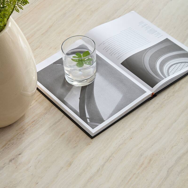 35.43 Inch Retro Table Modern Coffee Table Fiberglass Square Coffee Table with Surface Small Holes, for Living Room