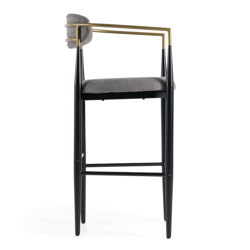 Modrest Buchtel Mid-Century Modern Medium Grey, Gold Arm & Black Bar Chair