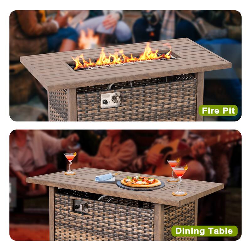 43’’ Outdoor Propane Gas Fire Pit Table 50,000 BTU with Wind Guard