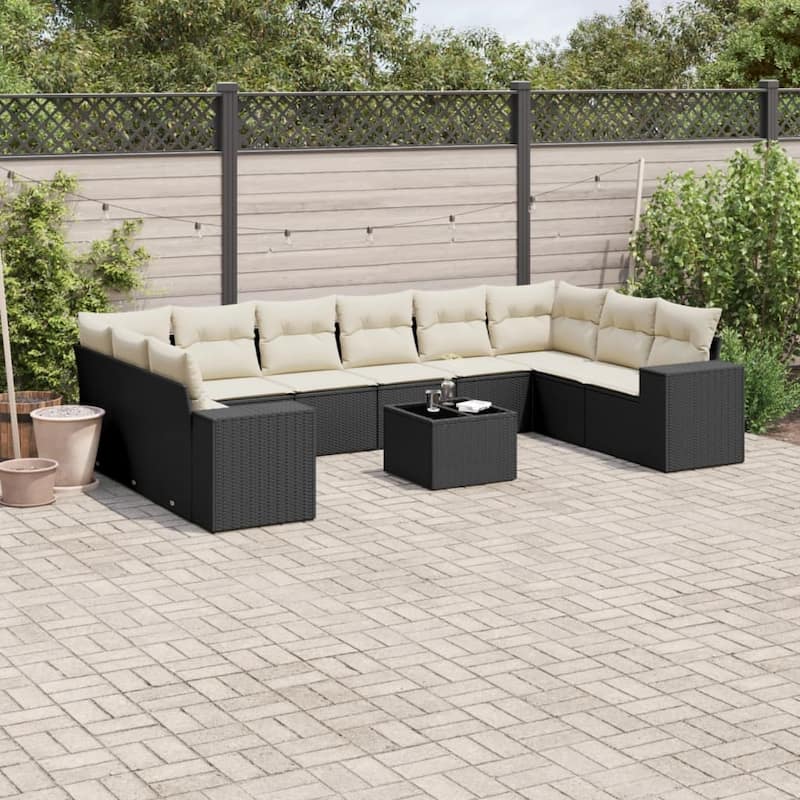 vidaXL Garden Sofa Set Black - 24.4 x 32.7 x 27.2
