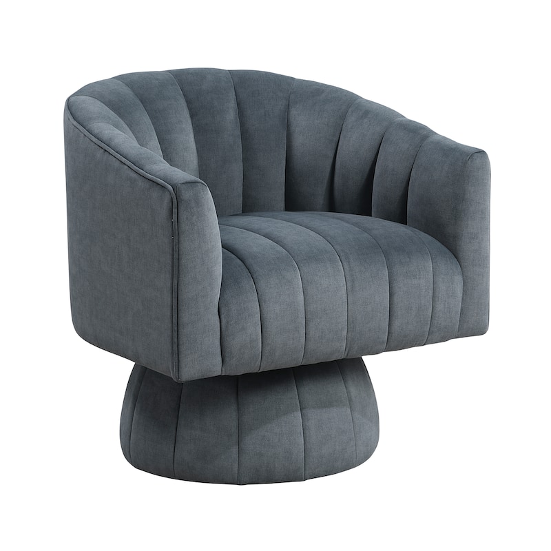 Briar 27.5" Velvet Swivel Chair - 360-Degree Metal Swivel Base - Grey
