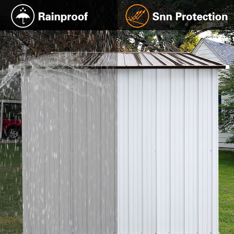 GDFStudio - Nolan Compact 6x8 FT Metal Garden Shed with Hinged Door and Apex Roof