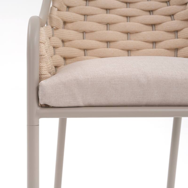 Outdoor Metal High Arm Barstool Chair with Cushions (set of 2)