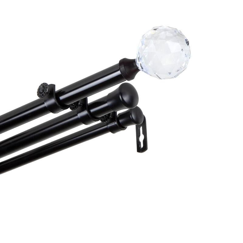 InStyleDesign Glitter Triple Curtain Rod 13/16 inch dia. - 28 to 48 inches - Black