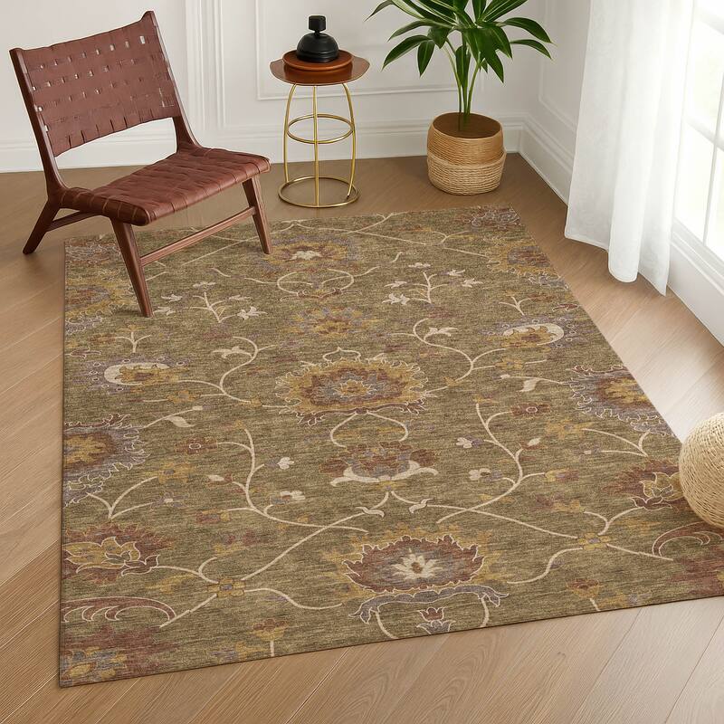 Machine Washable Indoor/ Outdoor Traditional Luna Chantille Rug