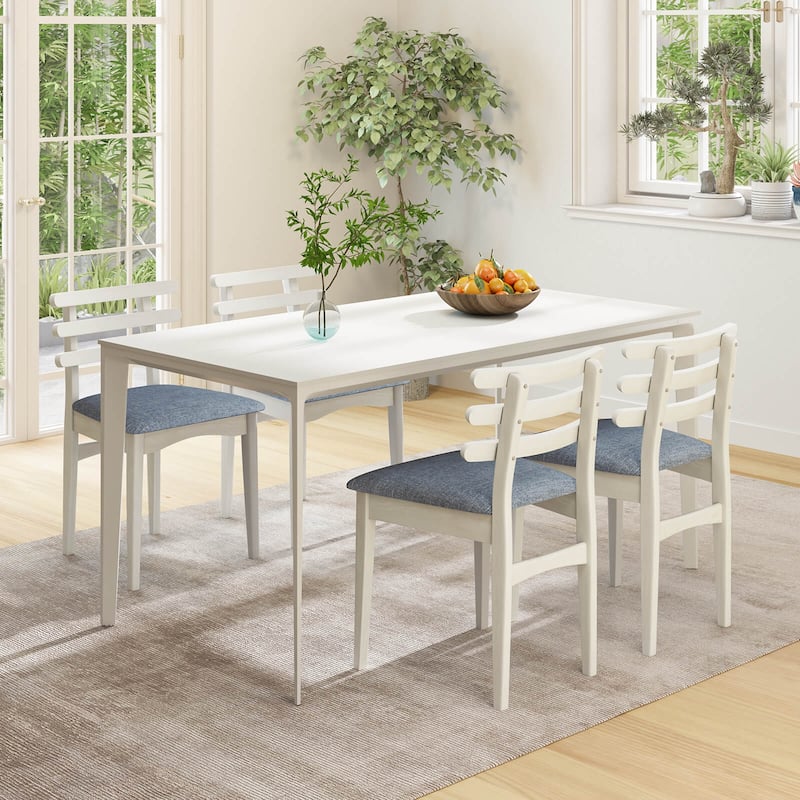 Costway Dining Chairs Set of 2/4 with Rubber Wood Frame Padded Seat &