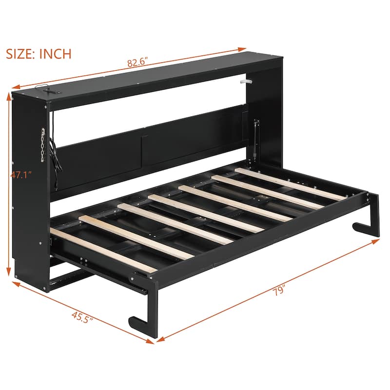 Side-Folding Printed Murphy Bed with LED and USB