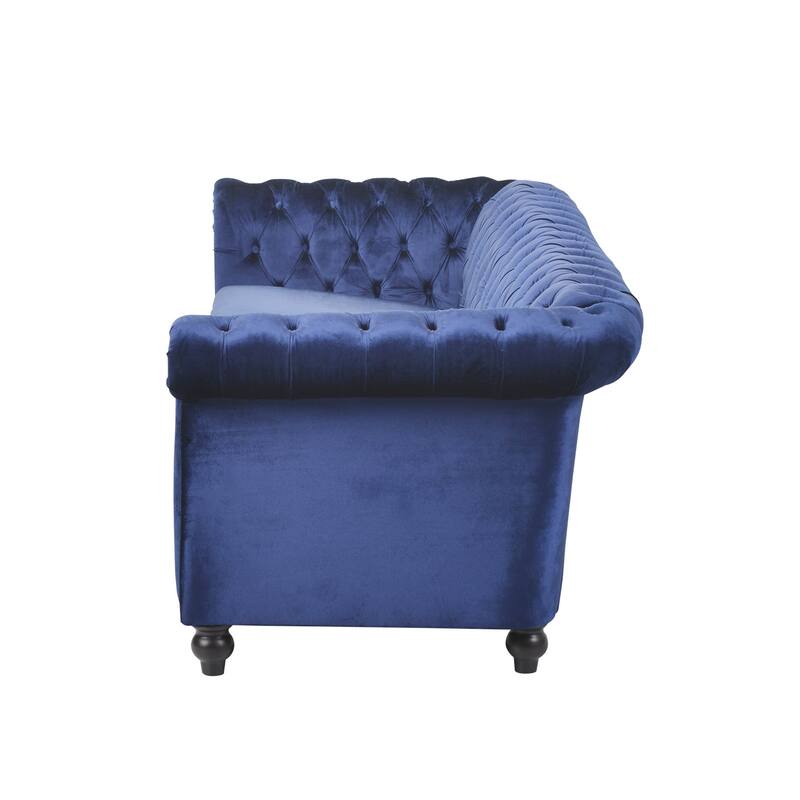 Velvet 3-Seater Sofa with Deep Tufting - Vintage Style for Living or Guest Rooms