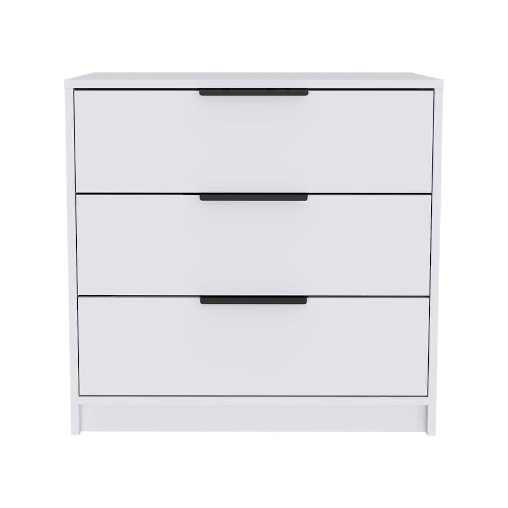 Wood Modern 3-Drawer Horizontal Dresser with Metal Handles
