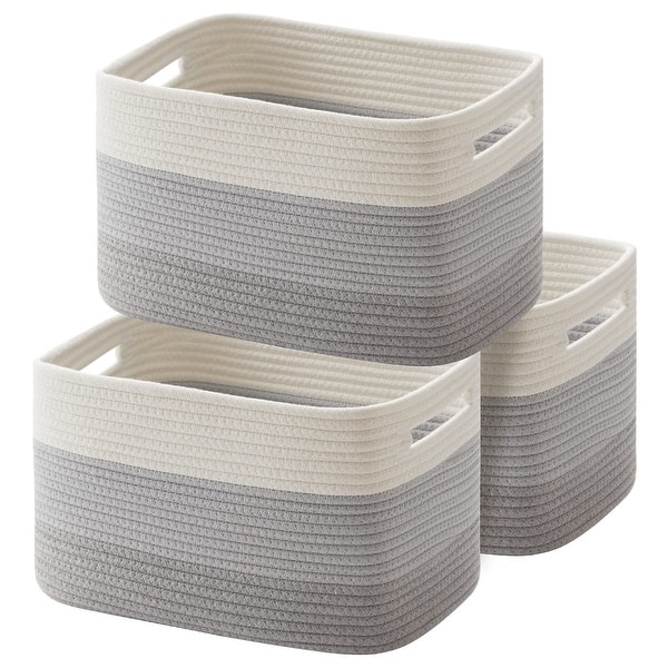 Cotton Rope Woven Storage Baskets - Pack of 3 - Gradient Gray