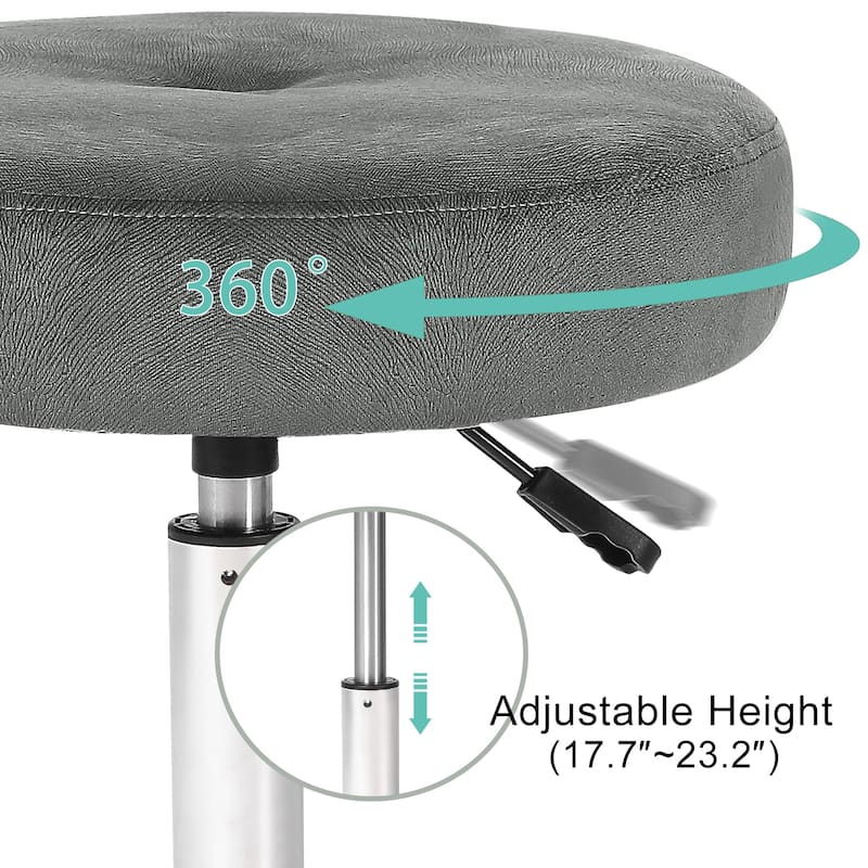 Adeco Makeup Vanity Stool Chair Round Ottoman Swivel Adjustable