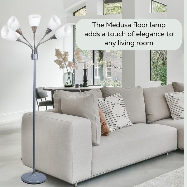 Brightech medusa led floor lamp multi head adjustable tall pole standing reading lamp for living room online